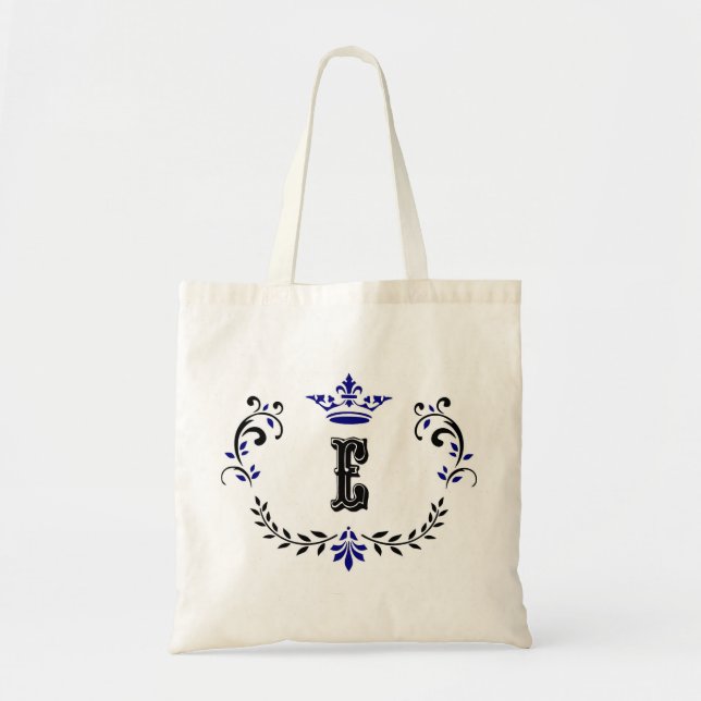 Crown Wreath Monogram 'E' Tote Bag (Front)