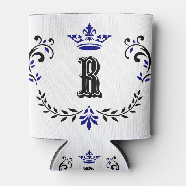 Crown Wreath Monogram 'R' Can Cooler (Front)
