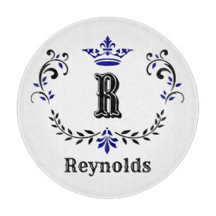 Crown Wreath Monogram 'R' Personalised Cutting Board
