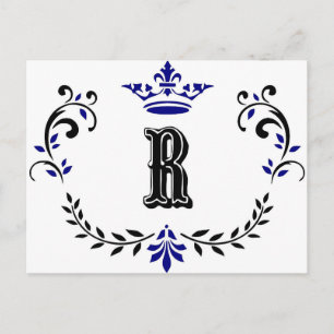 Crown Wreath Monogram 'R' Postcard