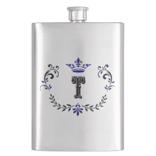 Crown Wreath Monogram 'T' Hip Flask