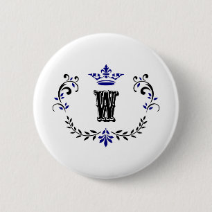 Crown Wreath Monogram 'W' 6 Cm Round Badge