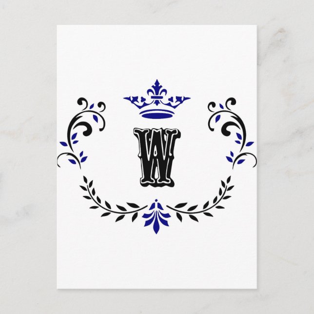 Crown Wreath Monogram 'W' Postcard (Front)