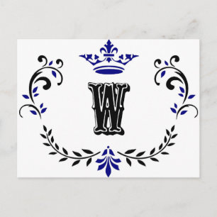 Crown Wreath Monogram 'W' Postcard