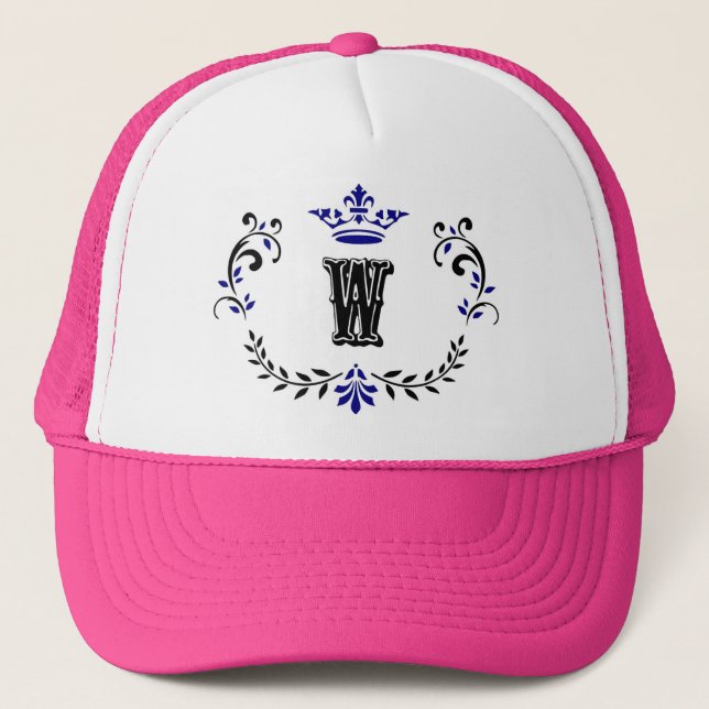 Crown Wreath Monogram 'W' Trucker Hat (Front)