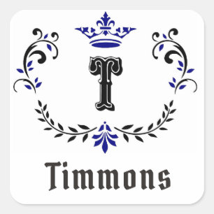 Crown Wreath "T" Monogram Sticker