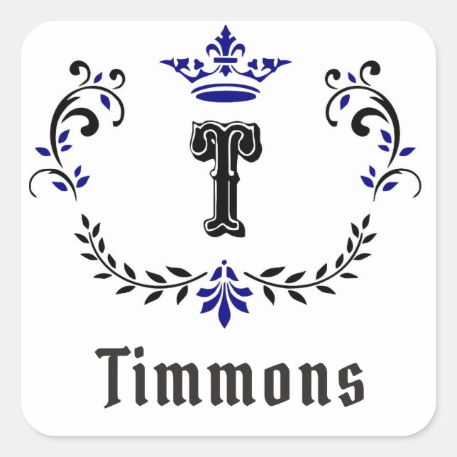 Crown Wreath "T" Monogram Sticker (Front)
