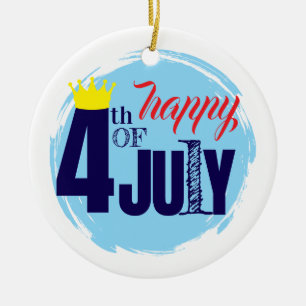Crowned 4th Of July Ceramic Tree Decoration