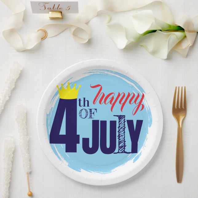 Crowned 4th Of July Paper Plate (Wedding)