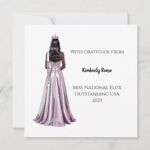 Crowned Beauty Queen Flat Thank You Card