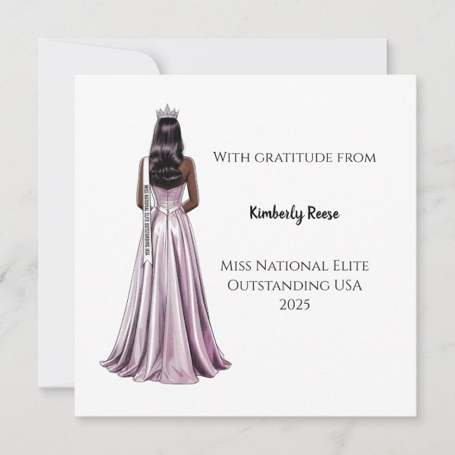 Crowned Beauty Queen Flat Thank You Card (Front)