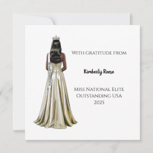 Crowned Beauty Queen Flat Thank You Card