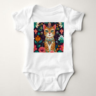 Crowned Bejewelled Cat  Baby Bodysuit