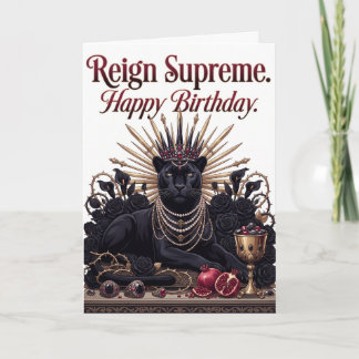Crowned Black Panther Ornate Graphic Birthday Card