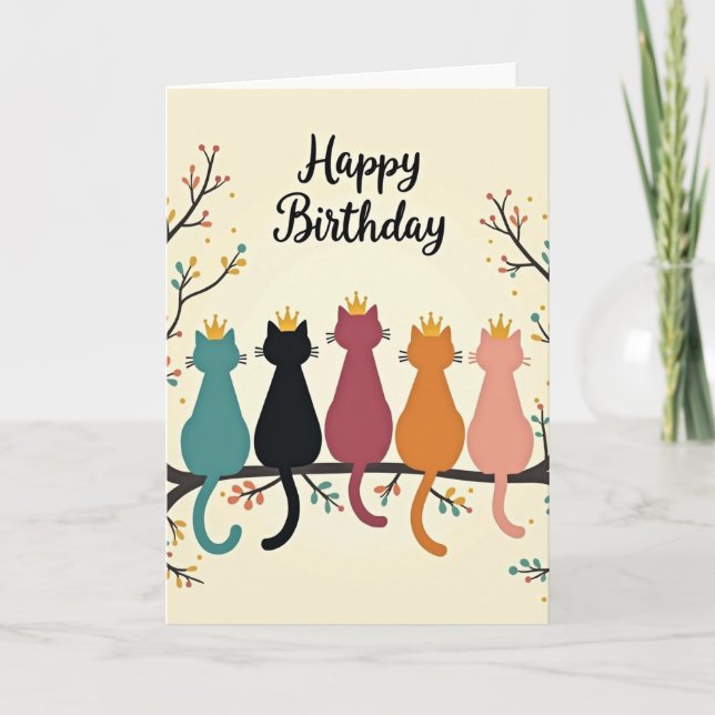 Crowned Cats Birthday Card (Front)
