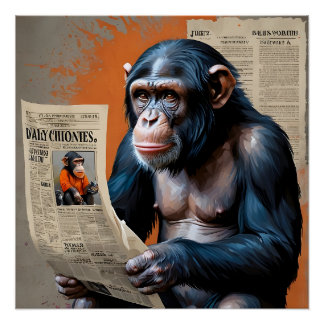 Crowned Chimp Royalty" – Fun Pop Art with Colourfu Poster