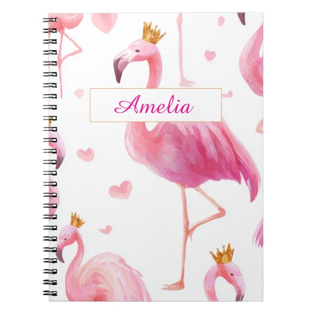 Crowned Flamingo – Luxe Island Vibes Notebook (Front)