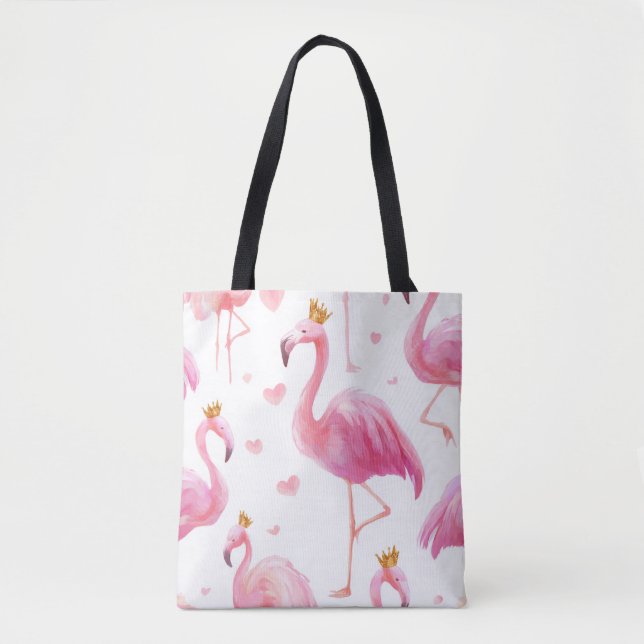 Crowned Flamingo – Luxe Island Vibes Tote Bag (Front)