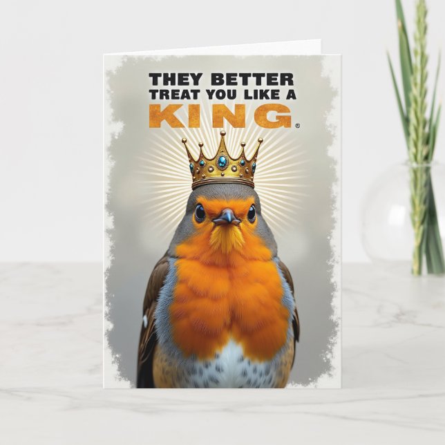 Crowned Fowl Birthday Card (Front)