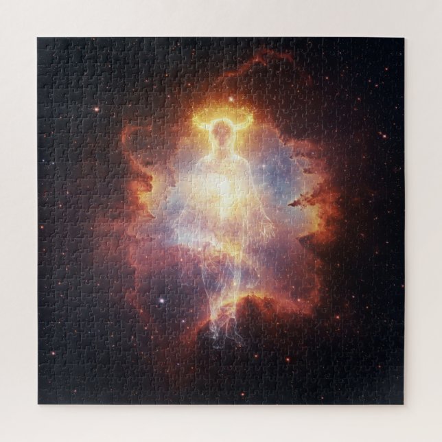 Crowned Glowing Gold Spirit in Outer Space Jigsaw Puzzle (Vertical)