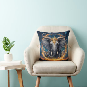 Crowned Guardian of the Celestial Gate the elefant Cushion