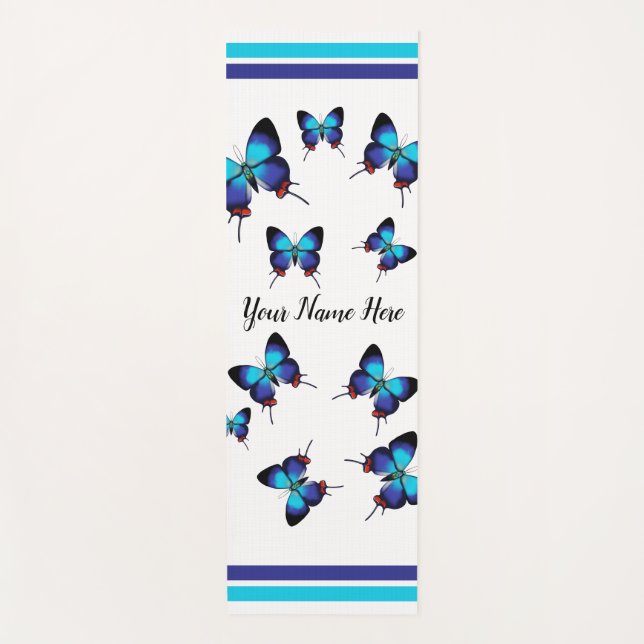 Crowned Hairstreak- blue butterfly personalised Yo Yoga Mat (Front)