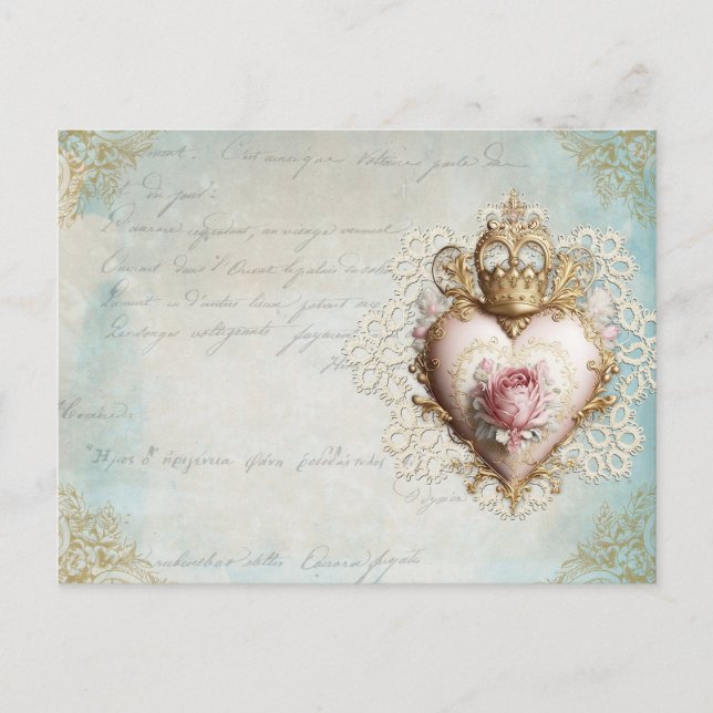 Crowned Heart Vintage Collage Postcard (Front)