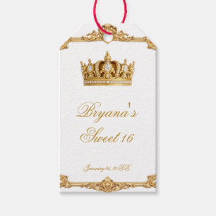 Crowned in Gold Royal Chair Birthday Party Gift Tags