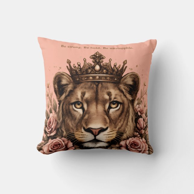 Crowned Lioness Empowerment  Cushion (Front)
