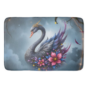 Crowned Moon Swan – Guardian of the Silent Lake. Bath Mat