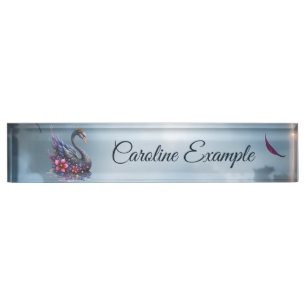 Crowned Moon Swan – Guardian of the Silent Lake. Nameplate