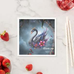 Crowned Moon Swan – Guardian of the Silent Lake. Napkin