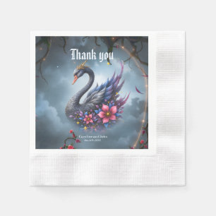 Crowned Moon Swan – Guardian of the Silent Lake. Napkin