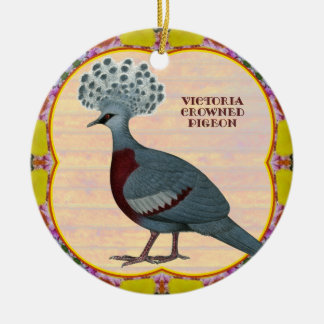 Crowned Pigeon Floral Ceramic Tree Decoration