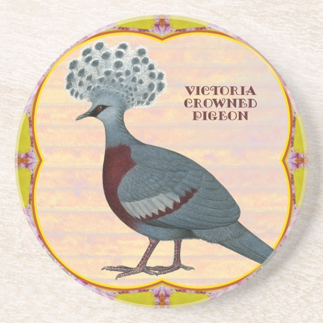 Crowned Pigeon Floral Coaster (Front)