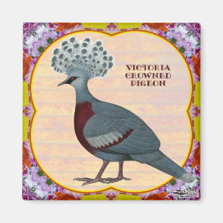 Crowned Pigeon Floral Magnet