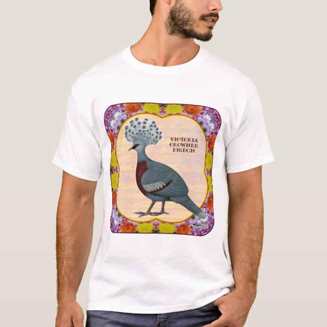 Crowned Pigeon Floral T-Shirt (Front)