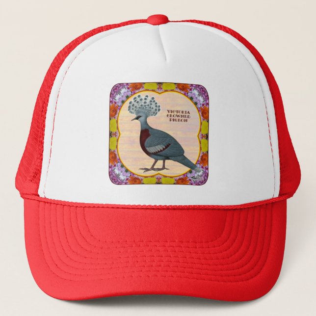 Crowned Pigeon Floral Trucker Hat (Front)