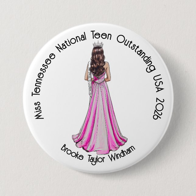 Crowned Queen Custom Pageant Button (Front)