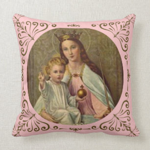 Crowned Queen of Heaven Infant Jesus holding Globe Cushion