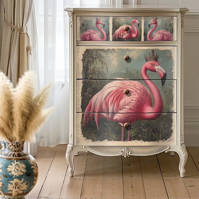 Crowned Royal Pink Flamingo Decoupage Tissue Paper (Creator Uploaded)