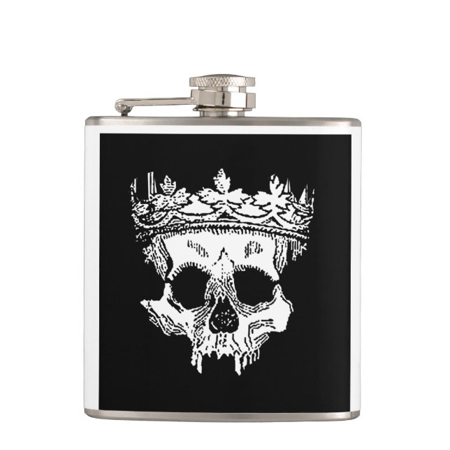 Crowned Skeleton Head on a Flask (Front)