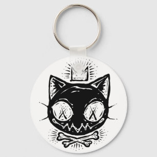 Crowned Skull Cat Key Ring