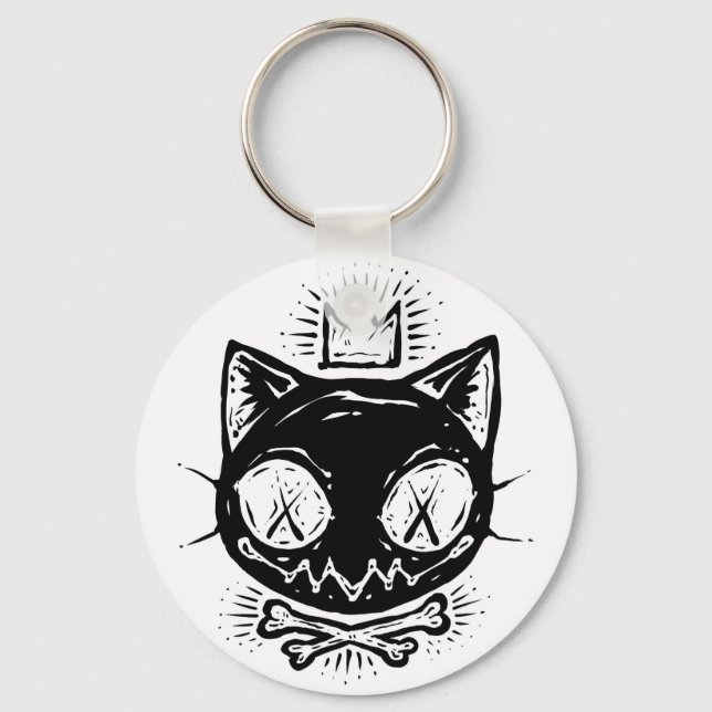 Crowned Skull Cat Key Ring (Front)