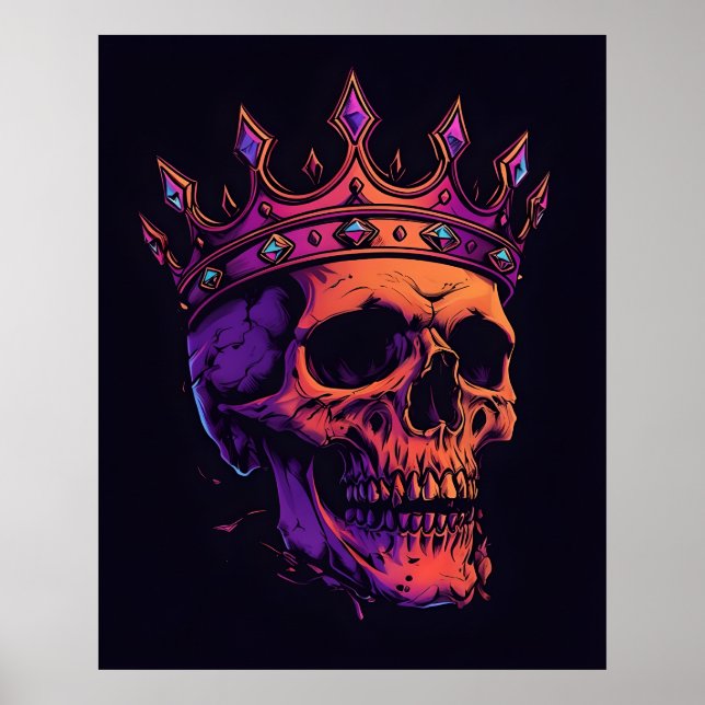 Crowned Skull – Neon Royalty Poster (Front)