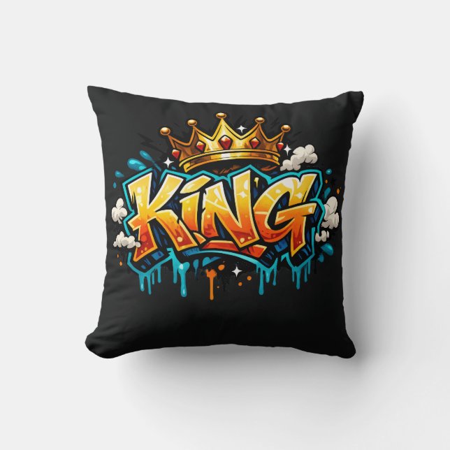 Crowned Street King Graffiti Cushion (Front)
