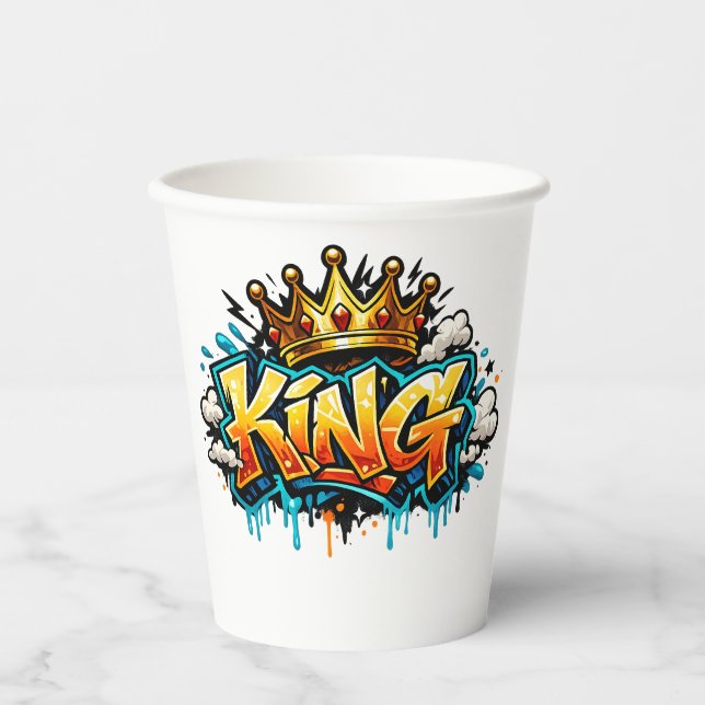 Crowned Street King Graffiti Paper Cups (Front)