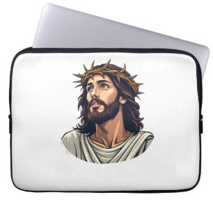 Crowned Thorns Jesus Vintage Etching Shirt 2 Laptop Sleeve