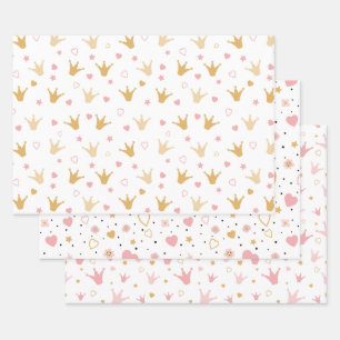 Crowns and Hearts Wrapping Paper Sheet