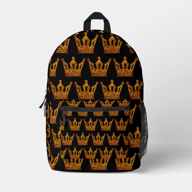 Crowns, Golden Crowns Printed Backpack (Front)